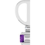 14K White Gold Natural Amethyst & .02 CT Natural Diamond Charm/Pendant