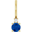 14K Yellow Gold Natural Blue Sapphire & .02 CT Natural Diamond Charm/Pendant