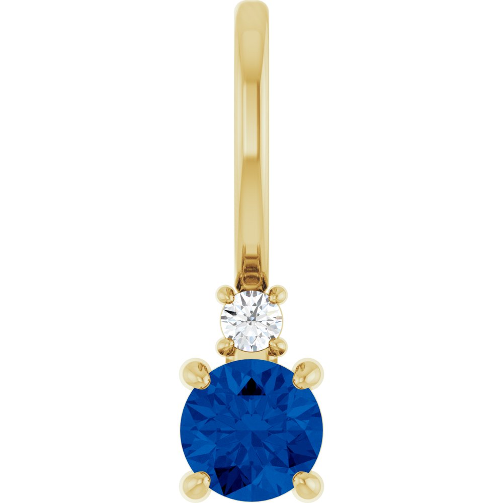 14K Yellow Gold Natural Blue Sapphire & .02 CT Natural Diamond Charm/Pendant