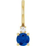 14K Yellow Gold Natural Blue Sapphire & .02 CT Natural Diamond Charm/Pendant
