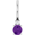 14K White Gold Natural Amethyst & .02 CT Natural Diamond Charm/Pendant