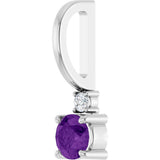 14K White Gold Natural Amethyst & .02 CT Natural Diamond Charm/Pendant