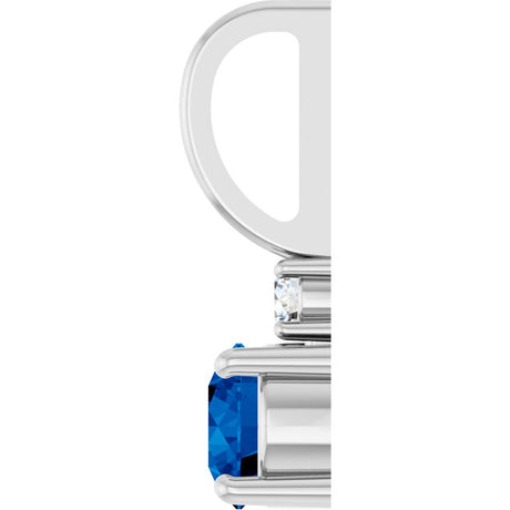 14K White Gold Natural Blue Sapphire & .03 CT Natural Diamond Charm/Pendant