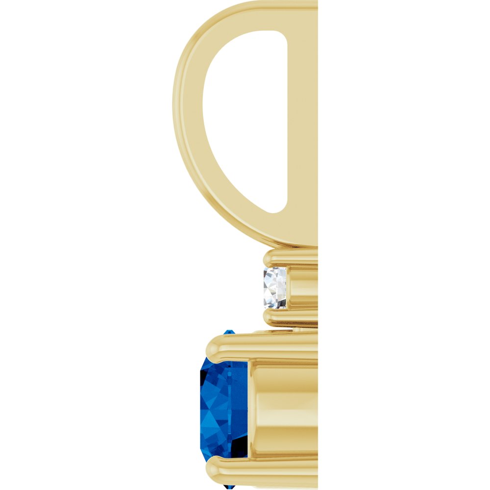 14K Yellow Gold Lab-Grown Blue Sapphire & .03 CT Natural Diamond Charm/Pendant