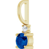 14K Yellow Gold Lab-Grown Blue Sapphire & .03 CT Natural Diamond Charm/Pendant