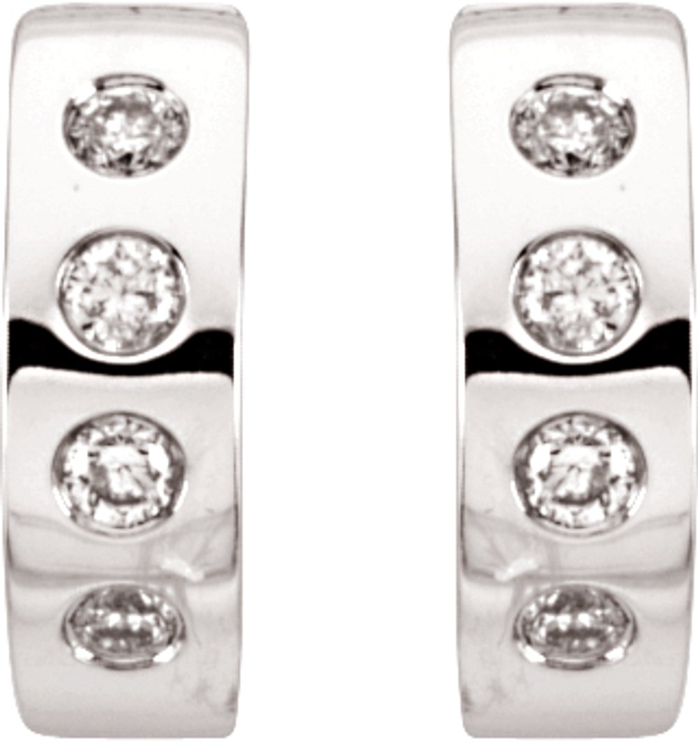 14K White Gold 1/3 CTW Natural Diamond 15.2 mm Hoop Earrings