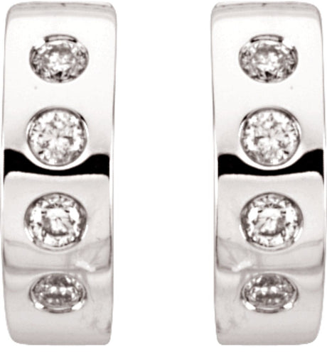 14K White Gold 1/3 CTW Natural Diamond 15.2 mm Hoop Earrings