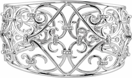 Rhodium-Plated Sterling Silver 1/3 CTW Natural Diamond Cuff 8" Bracelet