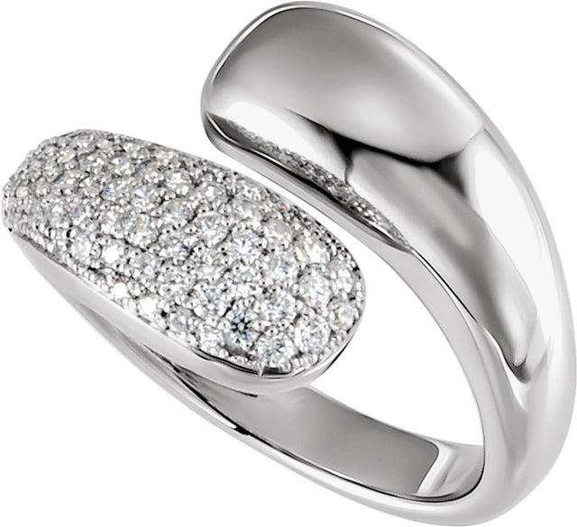 14K White Gold 1/2 CTW Lab-Grown Diamond Bypass Ring