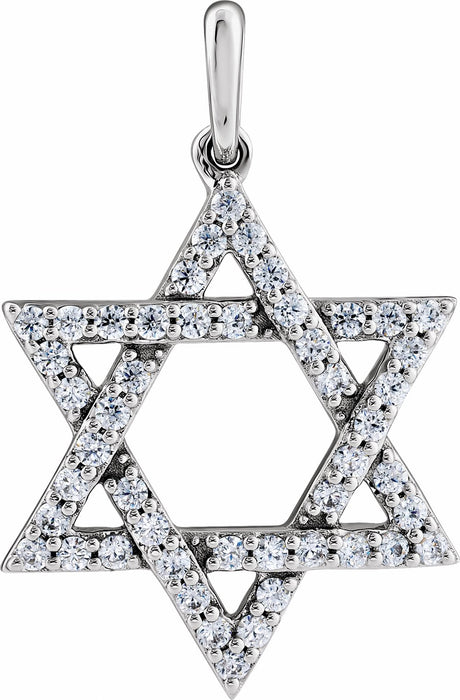 14K White 3/8 CTW Lab-Grown Diamond Star of David Pendant