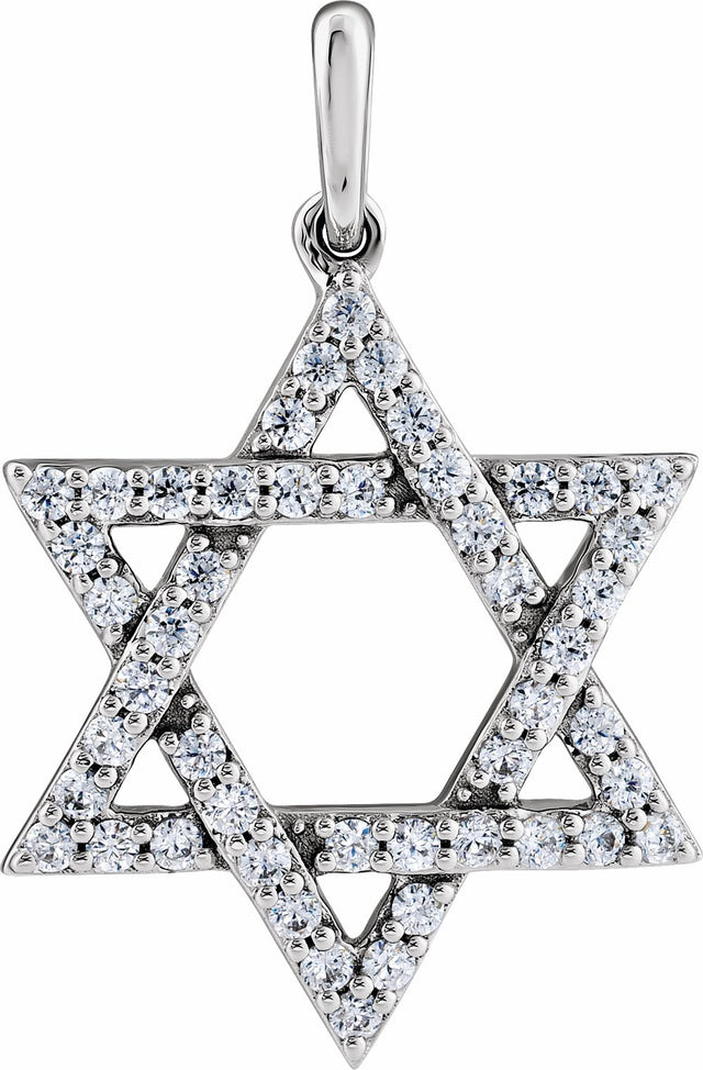 14K White 3/8 CTW Lab-Grown Diamond Star of David Pendant
