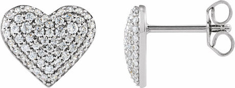 14K White Gold 1/2 CTW Lab-Grown Diamond Puffed Heart Earrings