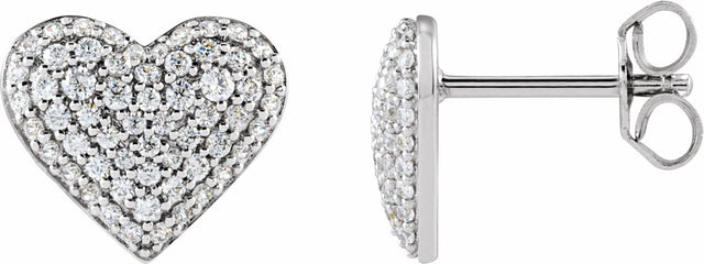 14K White Gold 1/2 CTW Lab-Grown Diamond Puffed Heart Earrings