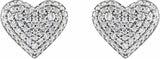 14K White 1/2 CTW Natural Diamond Puffed Heart Earrings