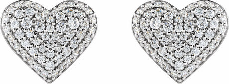 14K White Gold 1/2 CTW Lab-Grown Diamond Puffed Heart Earrings