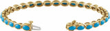 14K Yellow Gold Natural Turquoise Line 7" Bracelet