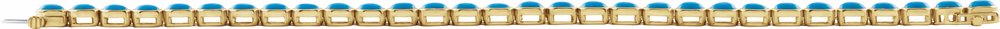 14K Yellow Gold Natural Turquoise Line 7" Bracelet