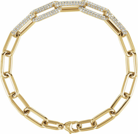 14K Yellow Gold 1 1/2 CTW Lab-Grown Diamond Paperclip-Style 7" Bracelet
