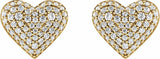 14K Yellow Gold 1/2 CTW Lab-Grown Diamond Puffed Heart Earrings