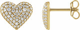 14K Yellow Gold 1/2 CTW Lab-Grown Diamond Puffed Heart Earrings
