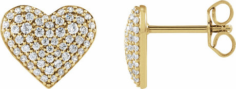 14K Yellow Gold 1/2 CTW Lab-Grown Diamond Puffed Heart Earrings