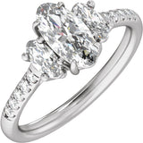 14K White Gold 1 1/2 CTW Lab-Grown Diamond Three-Stone Engagement Ring