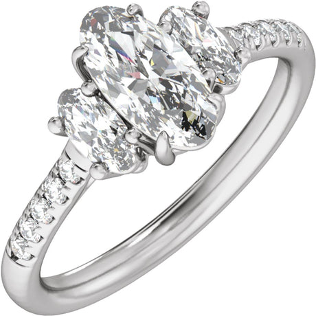 14K White Gold 1 1/2 CTW Lab-Grown Diamond Three-Stone Engagement Ring