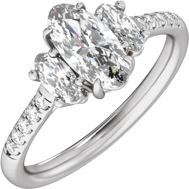 14K White Gold 1 1/2 CTW Lab-Grown Diamond Three-Stone Engagement Ring
