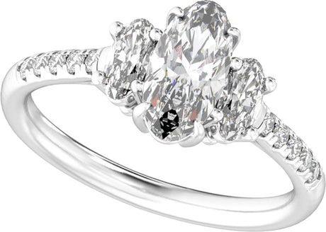 14K White Gold 1 1/2 CTW Lab-Grown Diamond Three-Stone Engagement Ring