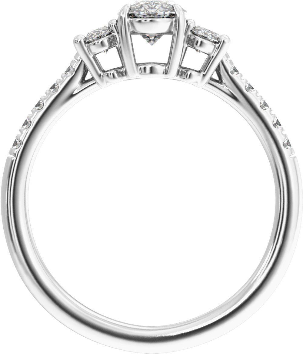 14K White Gold 1 1/2 CTW Lab-Grown Diamond Three-Stone Engagement Ring