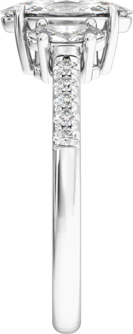 14K White Gold 1 1/2 CTW Lab-Grown Diamond Three-Stone Engagement Ring