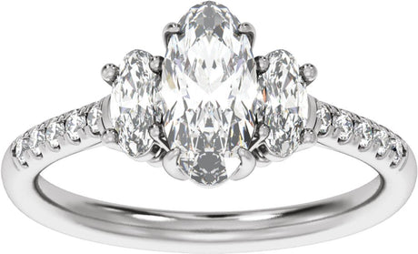 14K White Gold 1 1/2 CTW Lab-Grown Diamond Three-Stone Engagement Ring