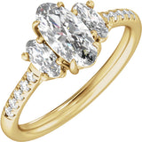 14K Yellow Gold 1 1/2 CTW Lab-Grown Diamond Three-Stone Engagement Ring