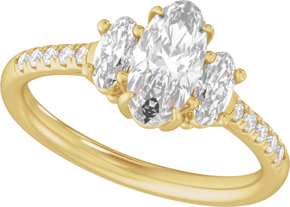 14K Yellow Gold 1 1/2 CTW Lab-Grown Diamond Three-Stone Engagement Ring