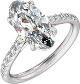 14K White Gold 9.8x4.9 mm Oval 1 1/3 CTW Lab-Grown Diamond Engagement Ring