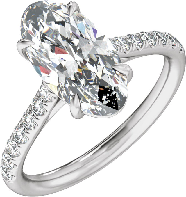 14K White Gold 9.8x4.9 mm Oval 1 1/3 CTW Lab-Grown Diamond Engagement Ring