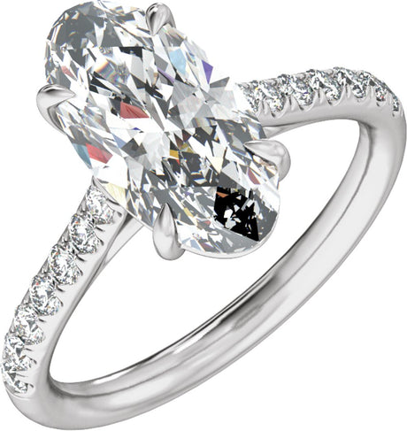 14K White Gold 9.8x4.9 mm Oval 1 1/3 CTW Lab-Grown Diamond Engagement Ring