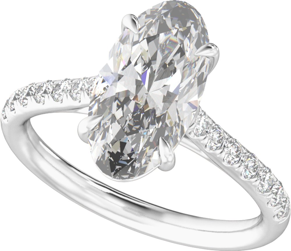 14K White Gold 9.8x4.9 mm Oval 1 1/3 CTW Lab-Grown Diamond Engagement Ring