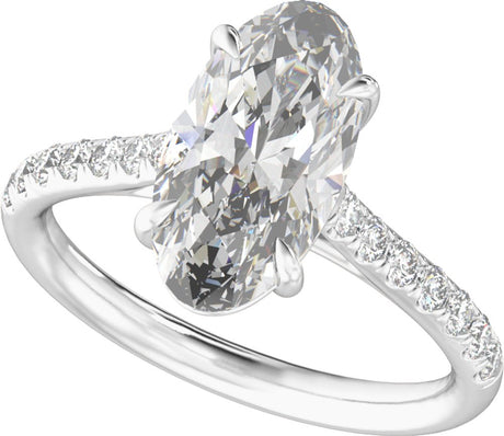 14K White Gold 9.8x4.9 mm Oval 1 1/3 CTW Lab-Grown Diamond Engagement Ring