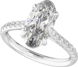 14K White Gold 9.8x4.9 mm Oval 1 1/3 CTW Lab-Grown Diamond Engagement Ring