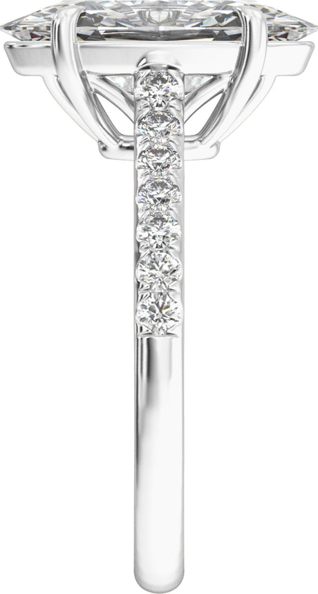 14K White Gold 9.8x4.9 mm Oval 1 1/3 CTW Lab-Grown Diamond Engagement Ring