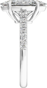 14K White Gold 9.8x4.9 mm Oval 1 1/3 CTW Lab-Grown Diamond Engagement Ring