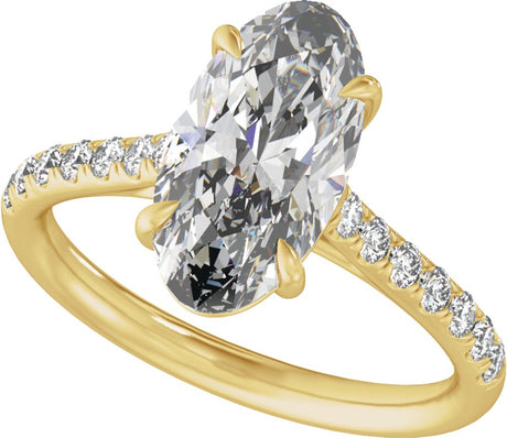 14K Yellow Gold 9.8x4.9 mm Oval 1 1/3 CTW Lab-Grown Diamond Engagement Ring