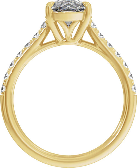 14K Yellow Gold 9.8x4.9 mm Oval 1 1/3 CTW Lab-Grown Diamond Engagement Ring