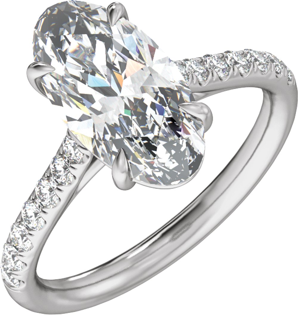 14K White Gold 12.1x6.05 mm Oval 2 1/3 CTW Lab-Grown Diamond Engagement Ring