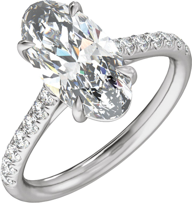 14K White Gold 12.1x6.05 mm Oval 2 1/3 CTW Lab-Grown Diamond Engagement Ring