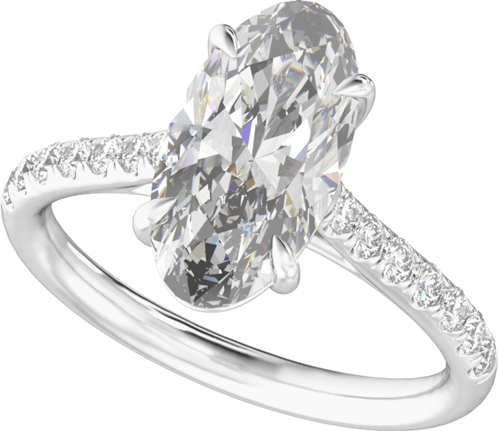 14K White Gold 12.1x6.05 mm Oval 2 1/3 CTW Lab-Grown Diamond Engagement Ring