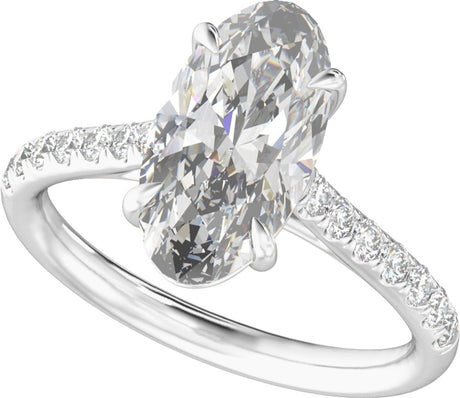 14K White Gold 12.1x6.05 mm Oval 2 1/3 CTW Lab-Grown Diamond Engagement Ring