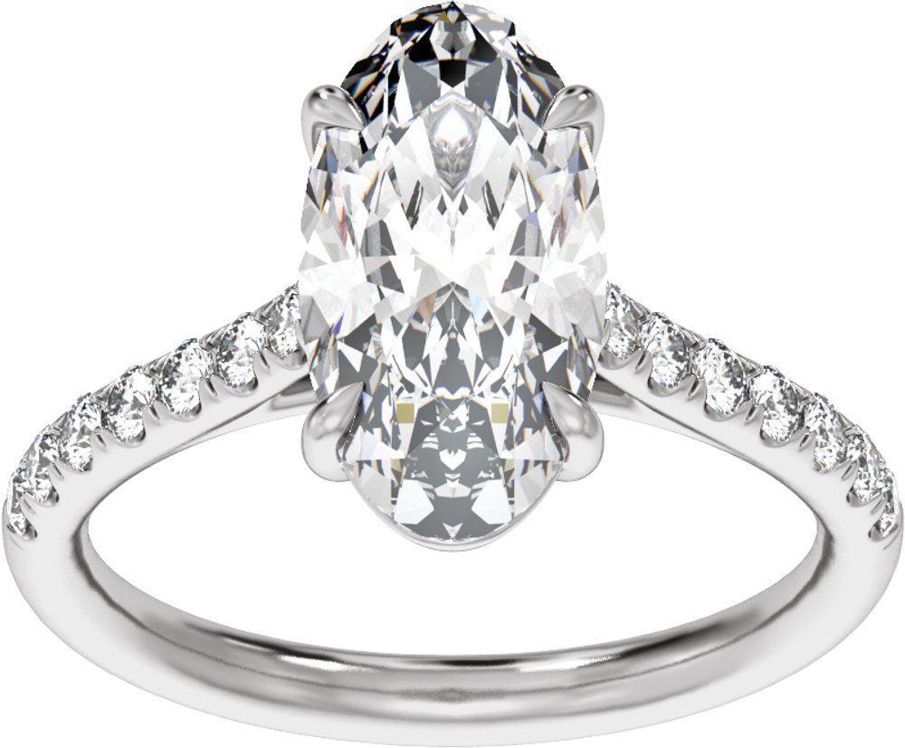 14K White Gold 12.1x6.05 mm Oval 2 1/3 CTW Lab-Grown Diamond Engagement Ring