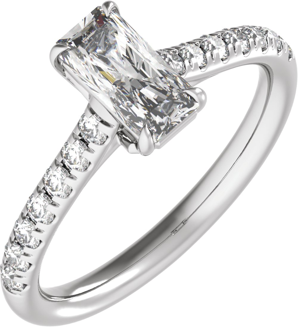 14K White Gold 8.6x4.3 mm Radiant 1 1/3 CTW Lab-Grown Diamond Engagement Ring